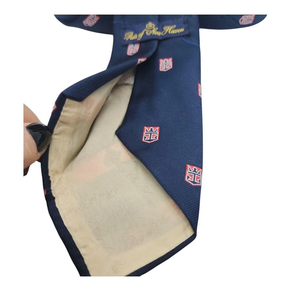 Reis Of New Haven Tie Mens Blue Logo Geometric Classic Necktie One Size